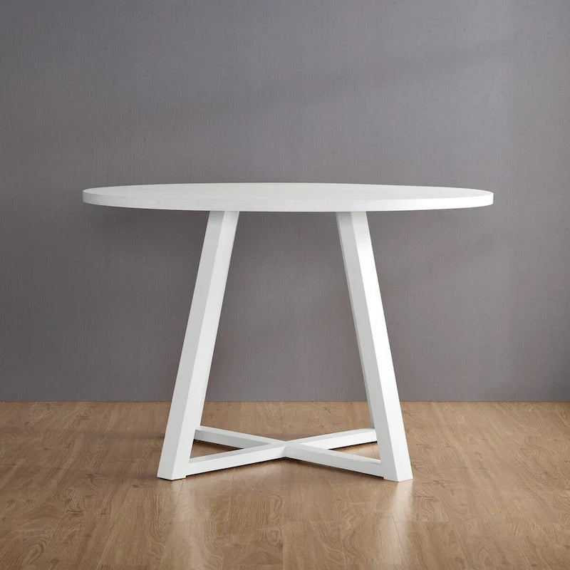 Durban 5-Piece Round Dining Set, Trestle Dining Table with 4 Boucle Chairs for Breakfast Nook, Kitchen, Living Room