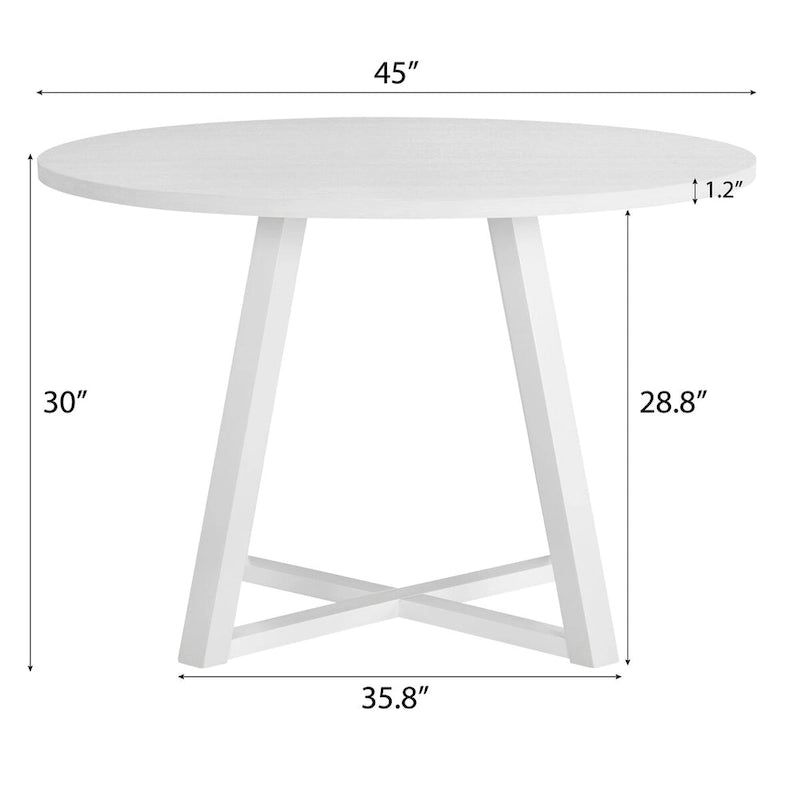 Durban 5-Piece Round Dining Set, Trestle Dining Table with 4 Boucle Chairs for Breakfast Nook, Kitchen, Living Room