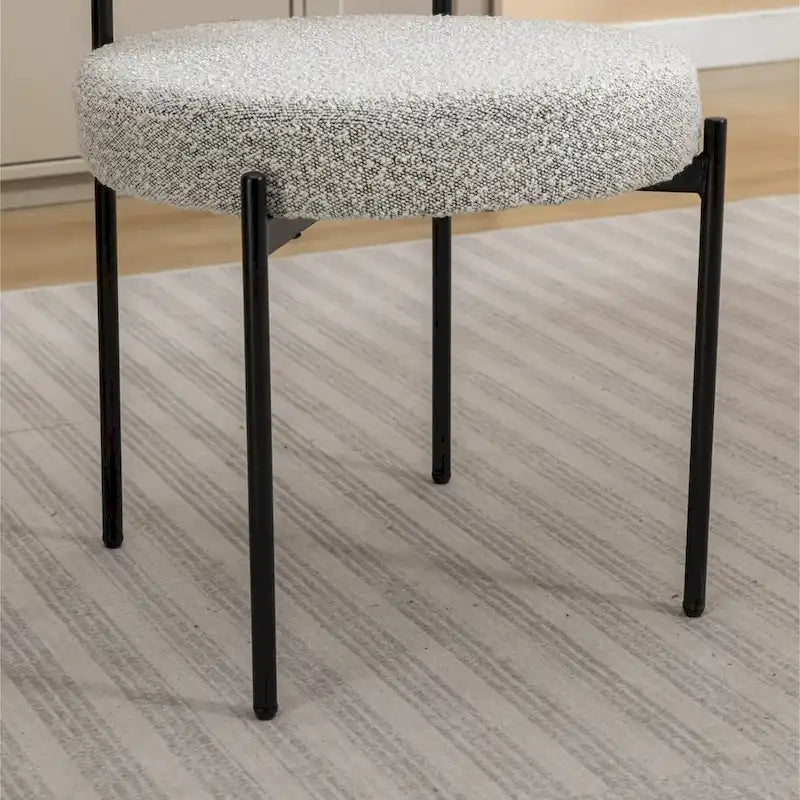 Durban 5-Piece Round Dining Set, Trestle Dining Table with 4 Boucle Chairs for Breakfast Nook, Kitchen, Living Room
