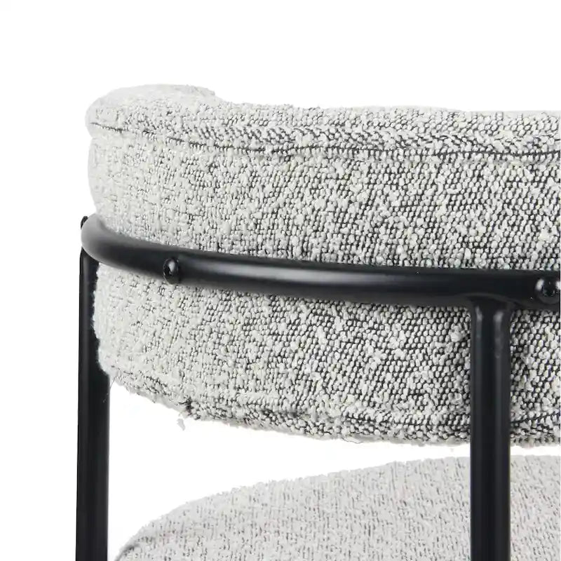 Durban 5-Piece Round Dining Set, Trestle Dining Table with 4 Boucle Chairs for Breakfast Nook, Kitchen, Living Room
