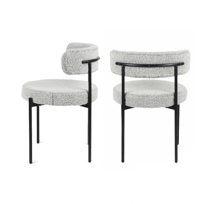 Durban 5-Piece Round Dining Set, Trestle Dining Table with 4 Boucle Chairs for Breakfast Nook, Kitchen, Living Room