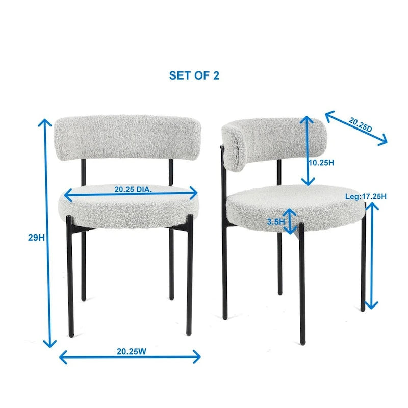 Durban 5-Piece Round Dining Set, Trestle Dining Table with 4 Boucle Chairs for Breakfast Nook, Kitchen, Living Room